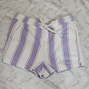 American Eagle Outfitters Purple and Cream Striped High Waist Shorts